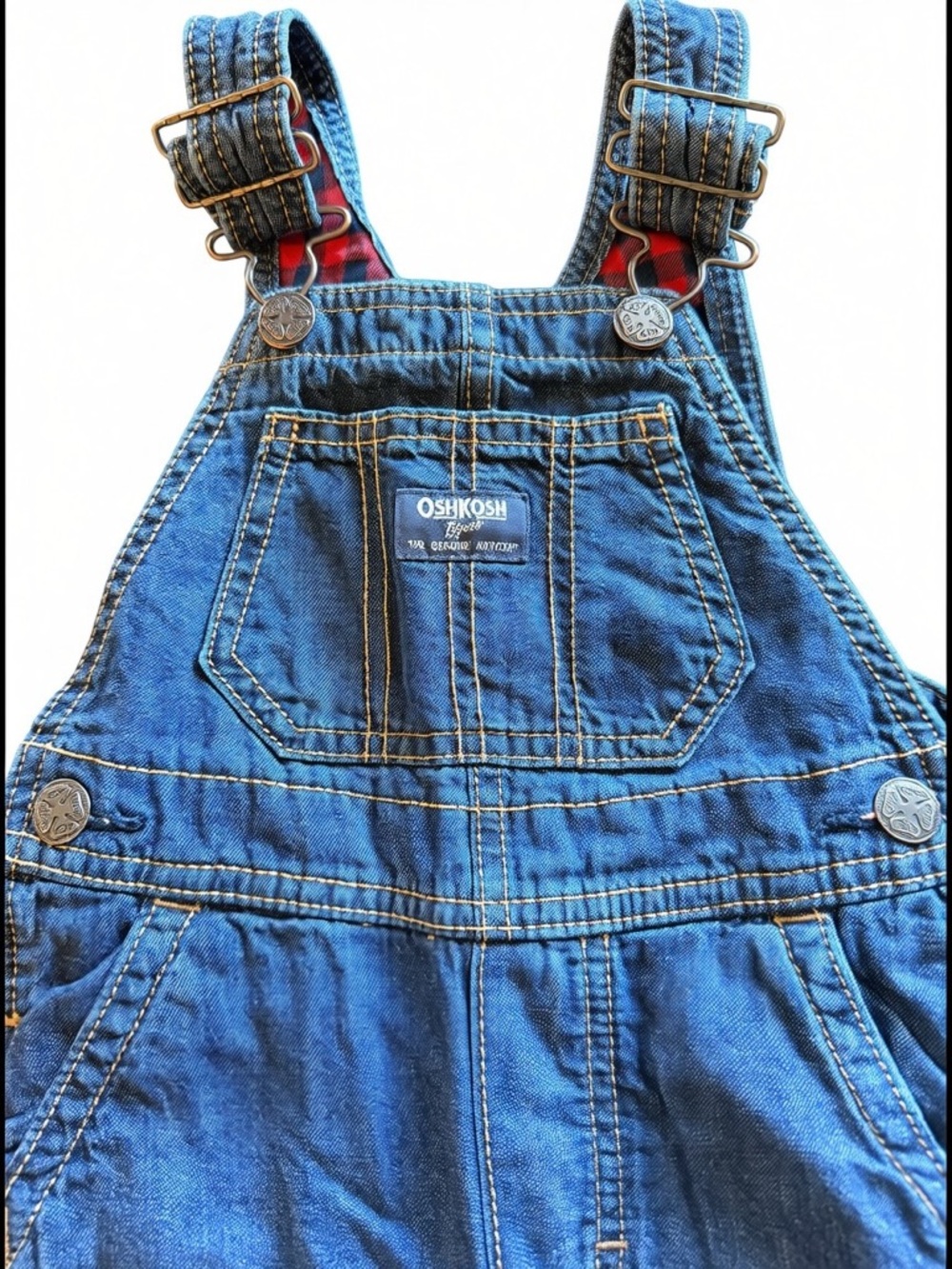 OshKosh B’gosh Denim Overalls 2T Lined Plaid Cuffed Cozy Classic
